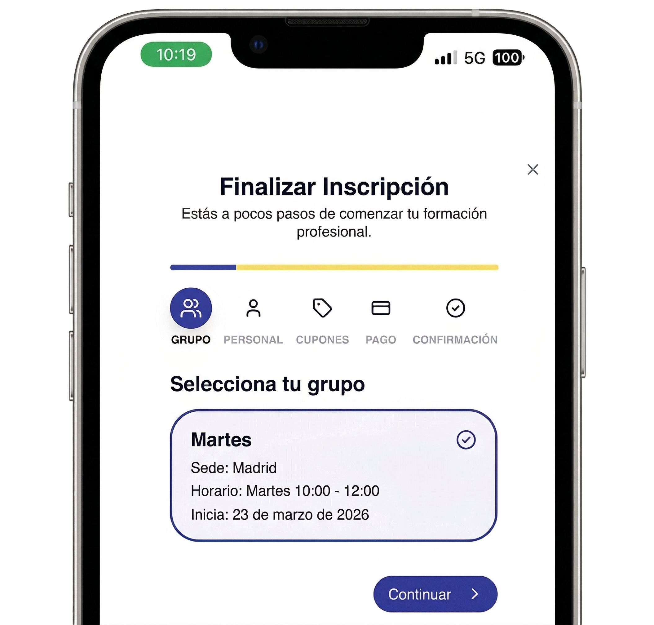 Vista de la plataforma ClassTrack